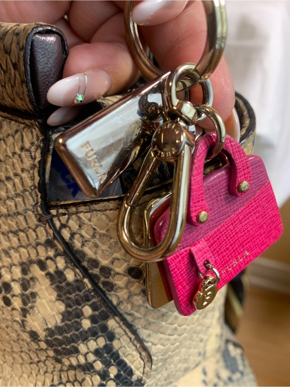 Furla Python embossed Leather Tote/satchel - Picture 11 of 15